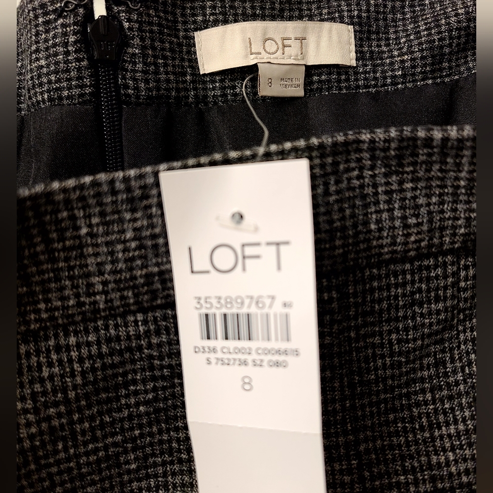 Loft Houndstooth Brushed Flannel Pleated Pocket Skirt Size 8 NWT - Picture 5 of 7